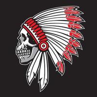 indian chief skull logo style vector