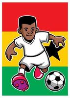 ghana soccer player with flag background vector