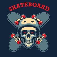 skull of skater shirt design vector