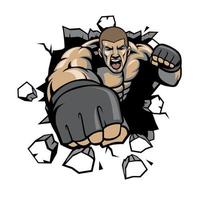 MMA fighter break the wall vector