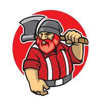 lumberjack mascot hold the axe vector