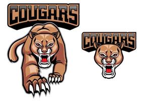 cougar mascot sport logo style set vector