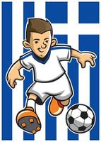 greece soccer player with flag background vector