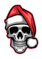 skull wearing santa claus hat vector