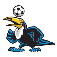 toucan bird play soccer vector