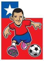 chile soccer player with flag background vector