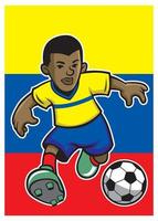 Ecuador soccer player with flag background vector