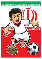 iran  soccer player with flag background vector