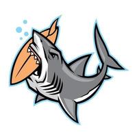 shark bite a surfboard vector