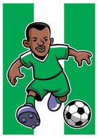 Nigeria soccer player with flag background vector