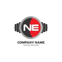 NE Letter Logo Design Icon fitness and music Vector Symbol.