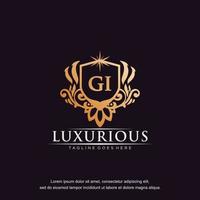 GI initial letter luxury ornament gold monogram logo template vector art.