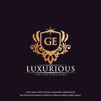 GE initial letter luxury ornament gold monogram logo template vector art.