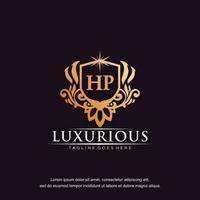 HP initial letter luxury ornament gold monogram logo template vector art.