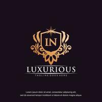 IN initial letter luxury ornament gold monogram logo template vector art.