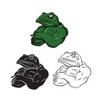 Strong Frog illustration collection on white background vector