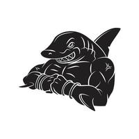 Black Silhouette of Strong Shark vector