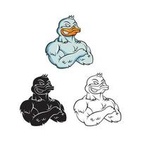 Strong Ducks illustration collection on white background vector