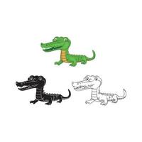 Coloring book crocodile cartoon character vector