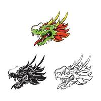 Coloring book dragon head cartoon character vector