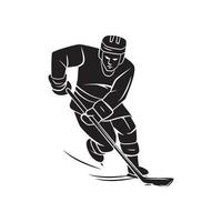 Vector illustration of black hockey player