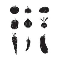 Vegetables black symbol set collection vector