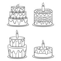 Birthday Cake vector on white background collection