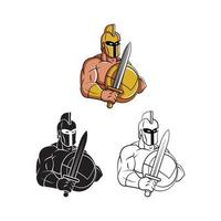 Spartan Warriors illustration collection on white background vector
