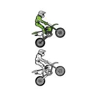 Coloring book moto cross cartoon character vector