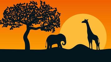 african landscape at sunset vector