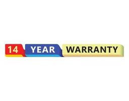 14 year warranty vector ilustration red yellow and blue color