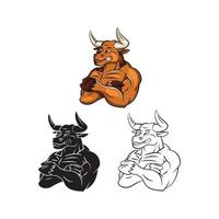 Strong Bulls illustration collection on white background vector