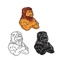 Strong Lions illustration collection on white background vector