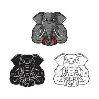 Strong Elephants illustration collection on white background vector