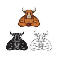Strong Bulls illustration collection on white background vector