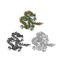 Coloring book dragon vector cartoon character
