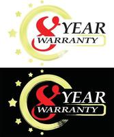 8 Year warranty vector ilustration red yellow and black color