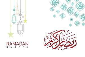 Vector illustration of ramadan kareem with white background and islamic icon elements