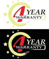 4 year warranty vector ilustration red yellow and black background