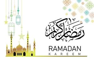 Vector illustration of ramadan kareem with white background and islamic icon elements