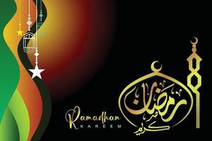 Ramadan Kareem vector ilustration gold calligraphy in gradien background