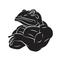 Black Silhouette of Strong King Frog vector