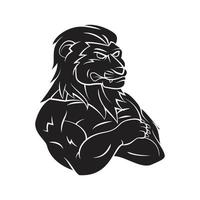 Black Silhouette of Strong Lion vector