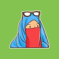 hijab woman sticker vector illustration