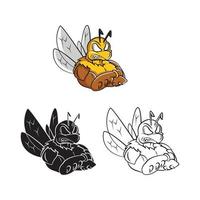 Strong Bees illustration collection on white background vector