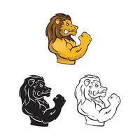 Strong lions illustration collection on white background vector