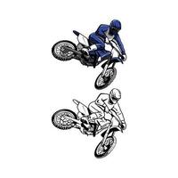 Coloring book moto cross cartoon character vector