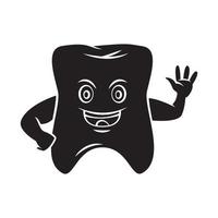 Black Silhouette of Tooth Mascot vector