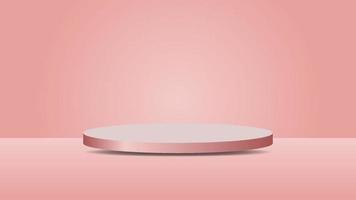 blank round pedestal. pink gold circular podium for outstanding luxury product showcase display advertisement  on color background with minimal style in studio room vector