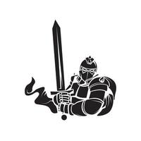 Knight Warrior black illustration vector